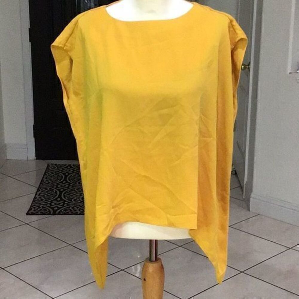 Alfani Womens Knit Top Marigold Yellow Size Medium M Asymmetrical